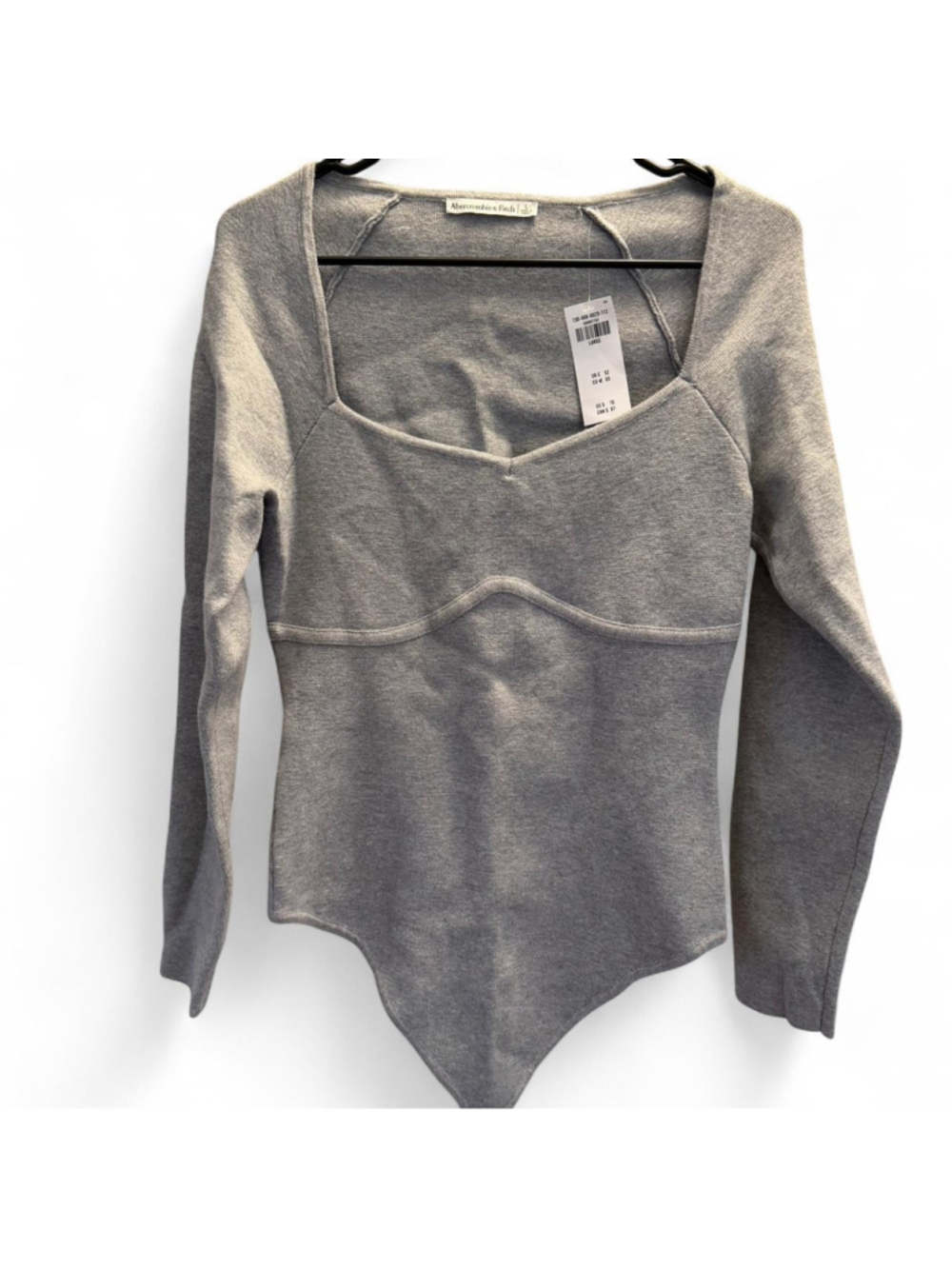 NWT Abercrombie & Fitch grey long sleeve bodysuit with cut out detail